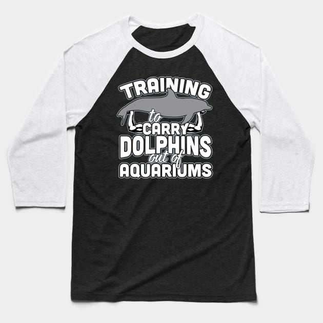 Training To Carry Dolphins Out Of Aquariums Baseball T-Shirt by thingsandthings